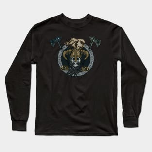 Awesome viking skull with eagle Long Sleeve T-Shirt